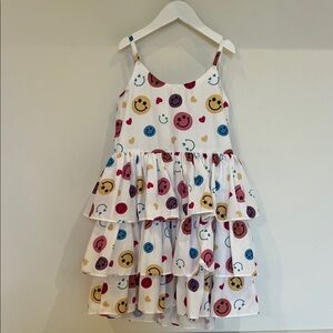 Lola + The Boys Happy Rainbow Smiley Ruffled Tier Dress - Girls Size 6